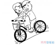 情侣骑自行车怎么画素描好看_自行车简笔画图片
