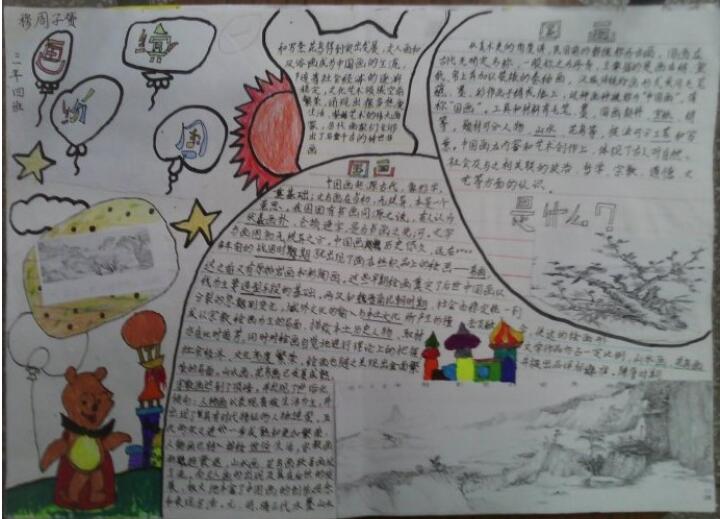 中国传统文化国画手抄报好看模板_传统文化小报图片