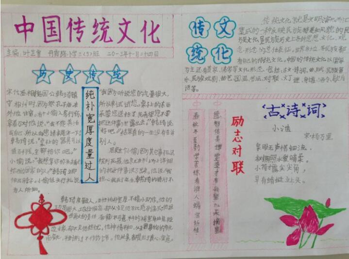 中国传统文化古诗词手抄报画法模板_古诗词小报图片