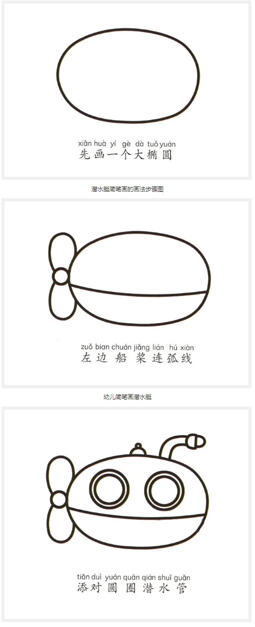 卡通潜水艇要怎么画好看_带步骤图潜水艇简笔画图片