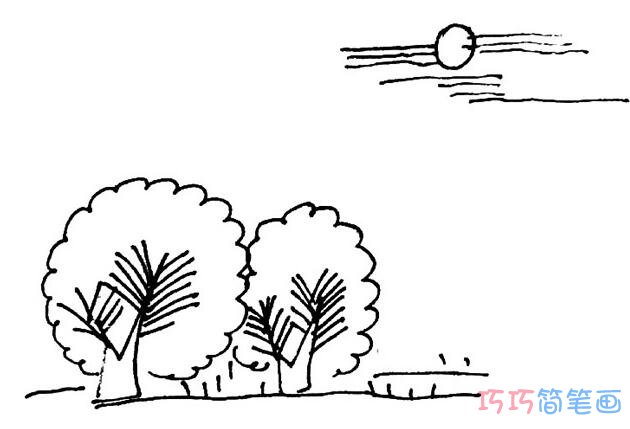 秋天风景怎么画简单易学_风景简笔画图片