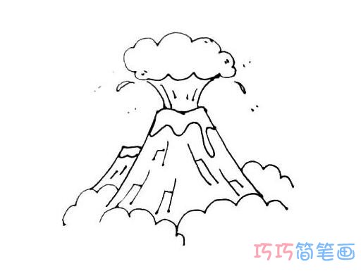 火山爆发怎么画可爱_火山风景简笔画图片