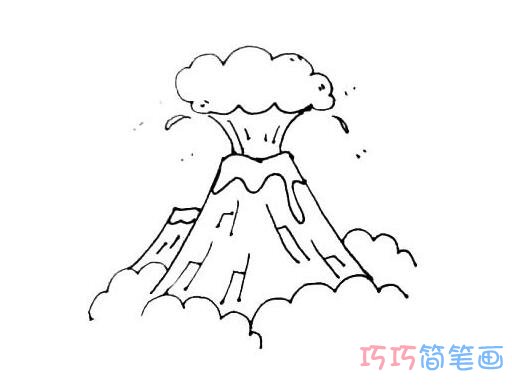 火山爆发怎么画可爱_火山风景简笔画图片