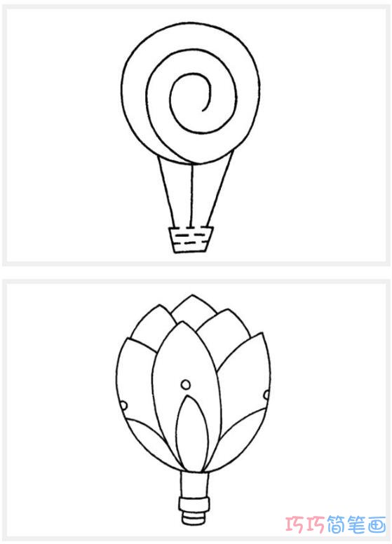 卡通热气球怎么画好看易学_热气球简笔画图片