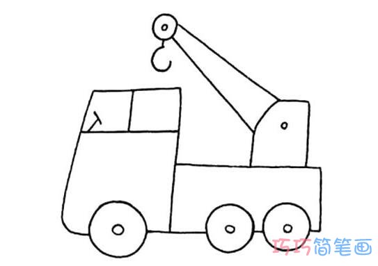儿童可爱吊车怎么画简单_工程车简笔画图片