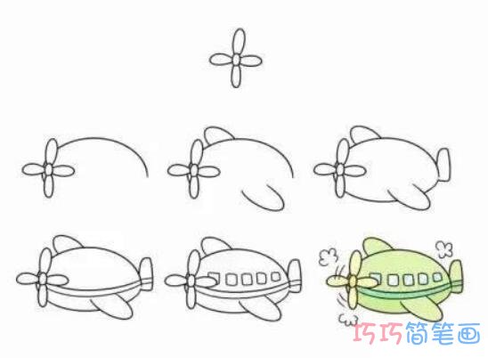 可爱飞机和自行车要怎么画_带色彩交通工具简笔画图片