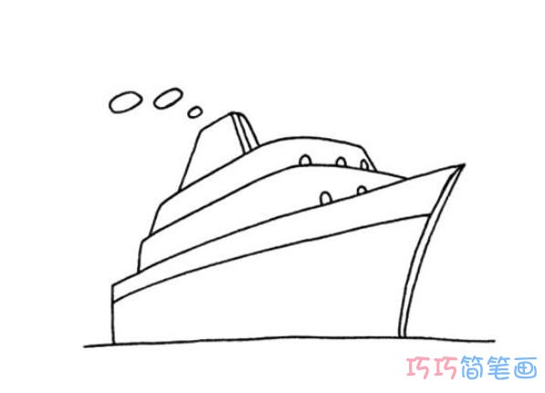  大轮船怎么画好看易学_轮船简笔画图片