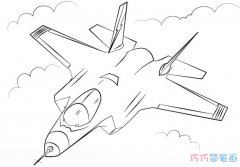 素描隐形战斗机的画法简单好看_战斗机简笔画图片
