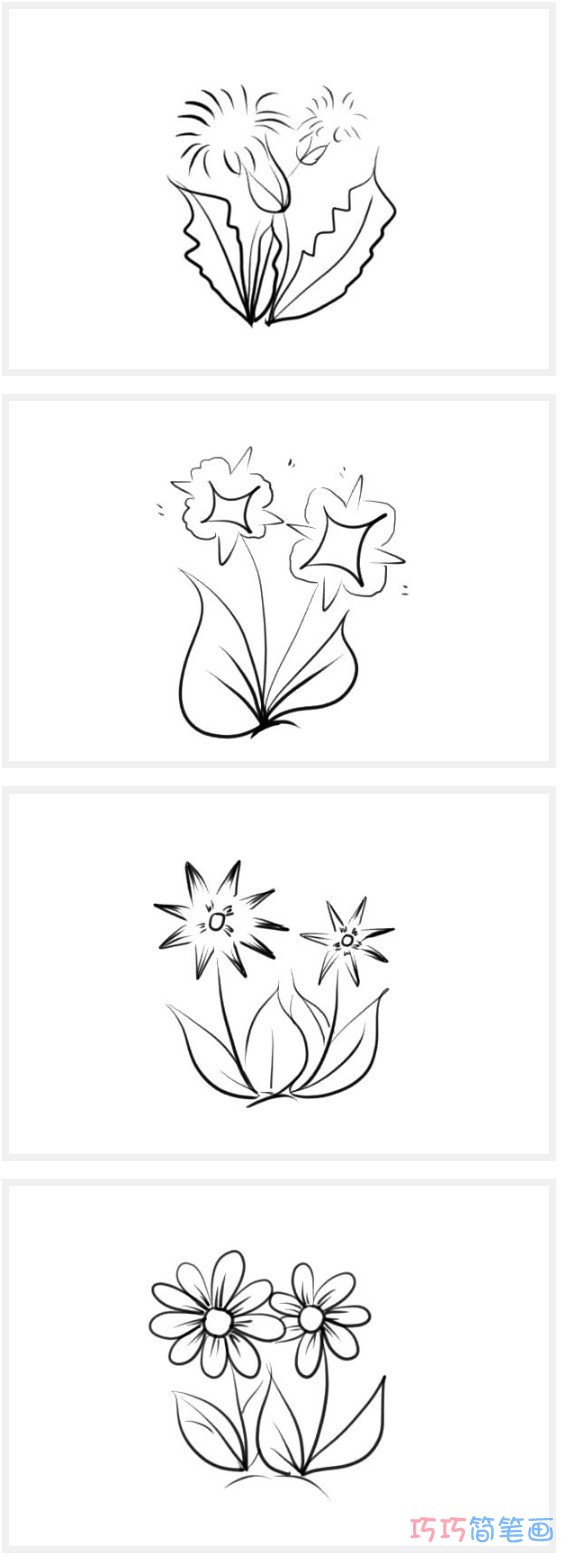 各种漂亮小花怎么画简单易学_花朵简笔画图片
