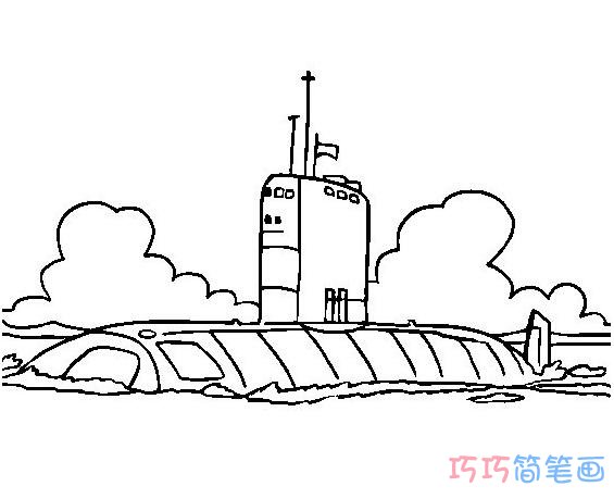 核潜艇怎么画好看逼真好看_核潜艇简笔画图片
