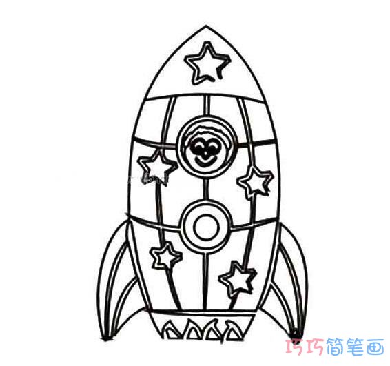 卡通宇宙飞船怎么画简单好看_宇宙飞船简笔画图片