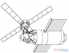 人造卫星怎么画简单好看_宇宙卫星简笔画图片