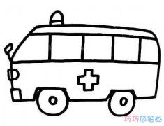 儿童卡通救护车简单画法可爱_救护车简笔画图片