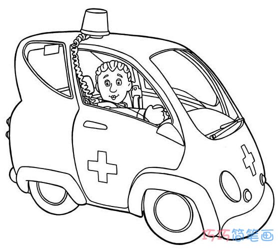 卡通救护车和救护人怎么画好看_救护车简笔画图片