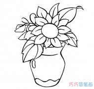 卡通花瓶插花怎么画简单漂亮_花朵简笔画图片