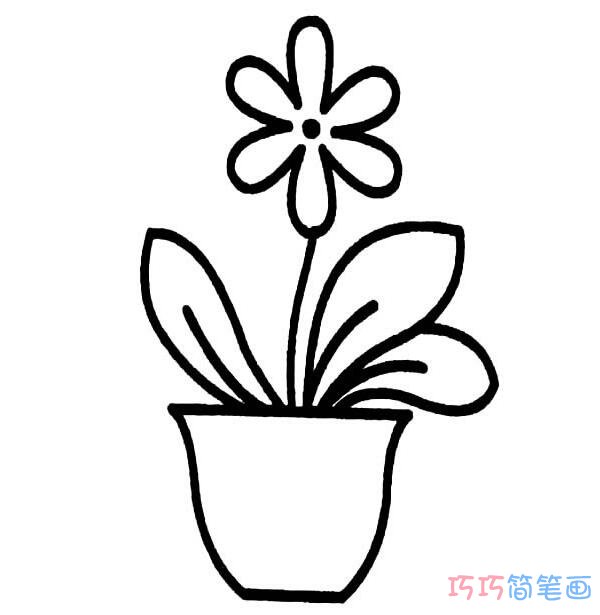 幼儿盆摘小花怎么画可爱_花朵简笔画图片