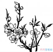 手绘桃花素描怎么画简单易学_桃花简笔画图片