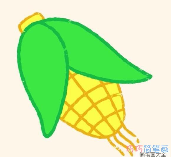 超简单基础卡通玉米怎么画涂色_玉米简笔画图片
