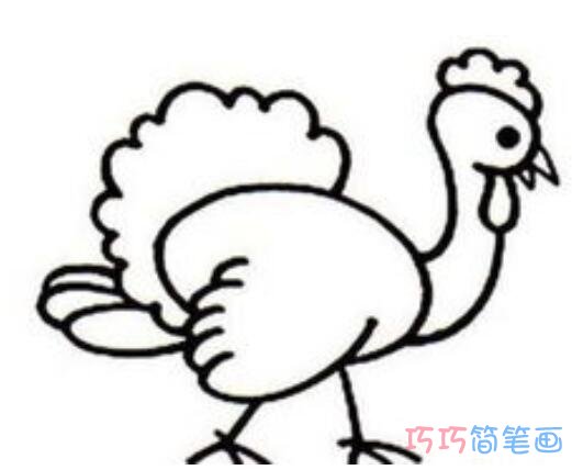 感恩节吃火鸡怎么画简洁可爱_感恩节简笔画图片