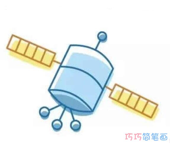 卡通宇宙卫星怎么画可爱_带步骤图卫星简笔画图片