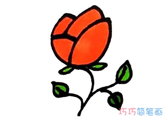 彩色玫瑰怎么画好看_带步骤图玫瑰简笔画图片