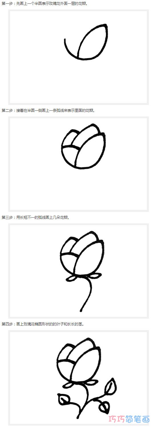 彩色玫瑰怎么画好看_带步骤图玫瑰简笔画图片