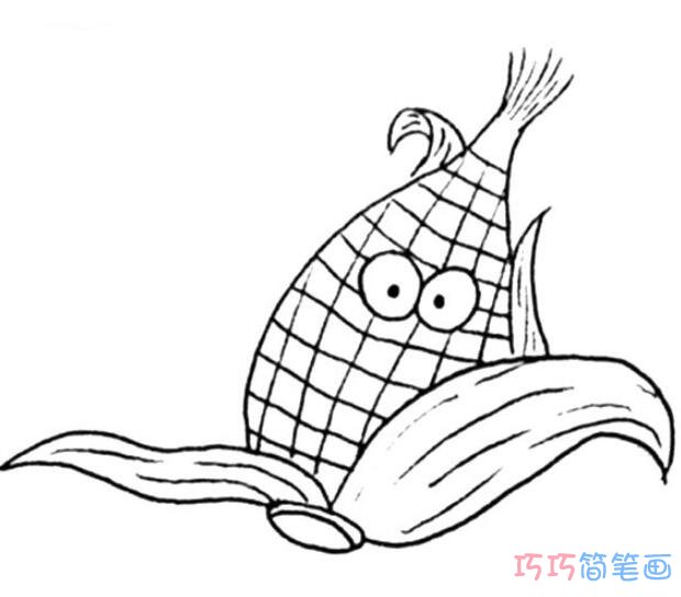 卡通玉米怎么画可爱简单_彩色玉米简笔画图片