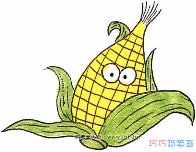 卡通玉米怎么画可爱简单_彩色玉米简笔画图片