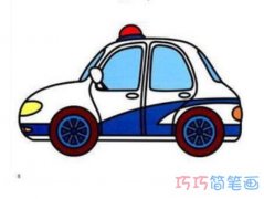 彩色110警车怎么画简单漂亮_卡通警车简笔画图片