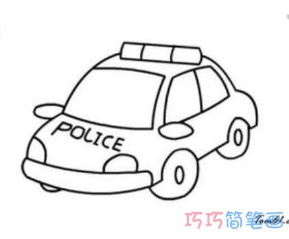 超简单彩色手绘儿童卡通警车怎么画好看_警车简笔画图片