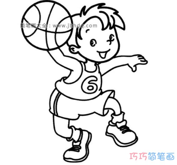 如何画打篮球的运动员的身姿好看_体育用品简笔画图片