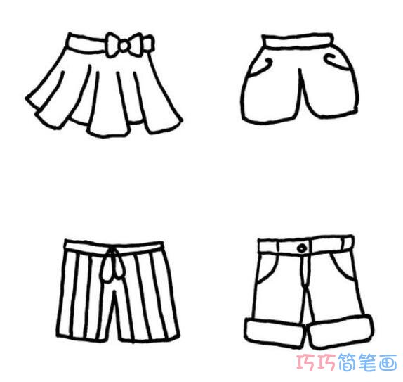幼儿简单好看的各式裤子的画法_裤子简笔画图片