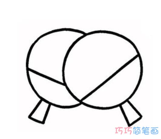 儿童简单的乒乓球拍的画法带颜色_体育用品简笔画图片