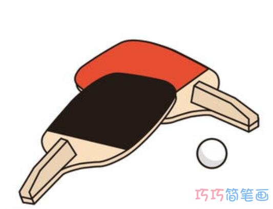 彩色的乒乓球拍的画法简单漂亮_体育用品简笔画图片