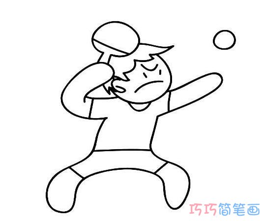 可爱的打乒乓球的小男孩的简笔画_体育用品简笔画图片