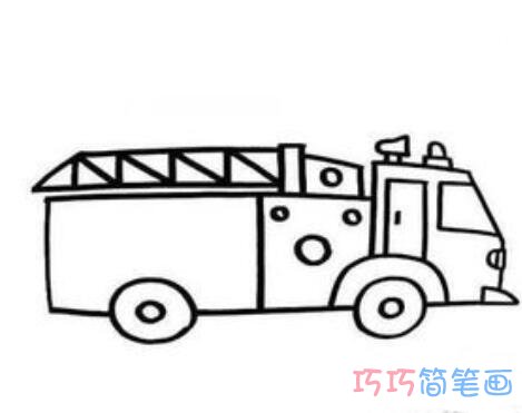 儿童手绘基础卡通消防车怎么画简单好看_消防车简笔画图片