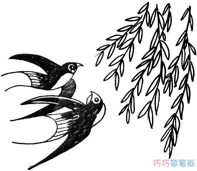 小燕子手绘怎么画好看_燕子简笔画图片