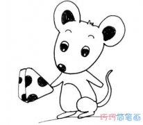 小老鼠吃奶酪的简单画法手绘_老鼠简笔画图片