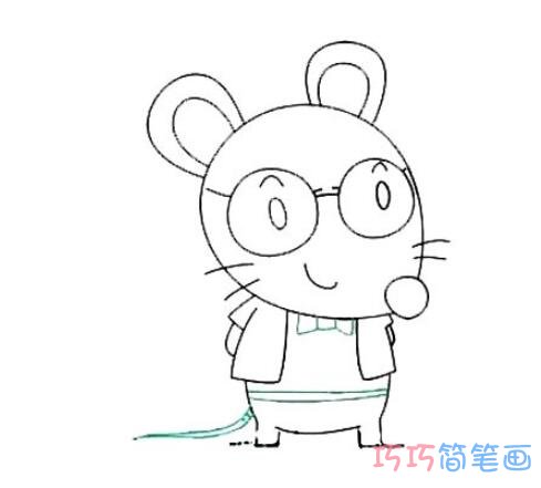 戴眼镜老鼠怎么画可爱简单_老鼠简笔画图片