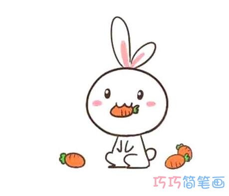 小白兔吃萝卜怎么画可爱_带步骤图小白兔简笔画图片