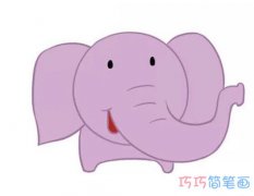 卡通小象的画法手绘简单好看_彩色大象简笔画图片