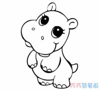 小河马怎么画简单可爱 河马的画法简笔画图片