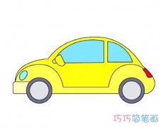 彩色Q版甲壳虫小汽车怎么画简单_甲壳虫的画法简笔画图片