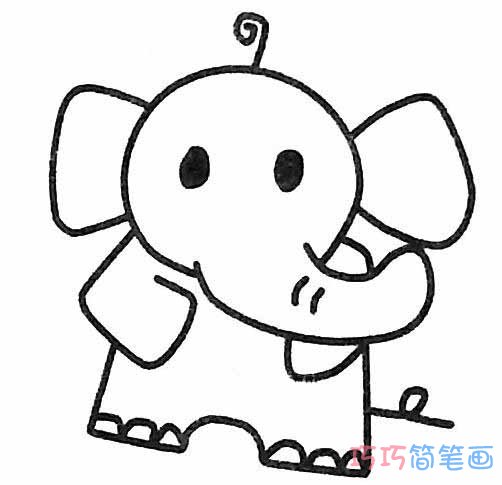 大象怎么画简单_带步骤图大象简笔画图片