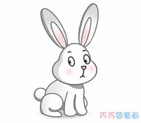 可爱小白兔的画法简单涂颜色_怎么画兔子简笔画图片