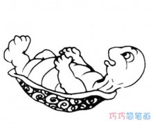 四脚朝天乌龟的画法简单可爱_怎么画乌龟简笔画图片