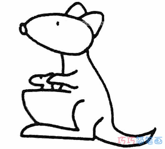 袋鼠怎么画简单_带步骤图袋鼠简笔画图片