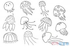 各种水母怎么画简单好看_带步骤图水母简笔画图片
