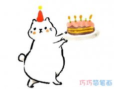 小肥猫过生日怎么画简单好看_小猫的画法简笔画图片