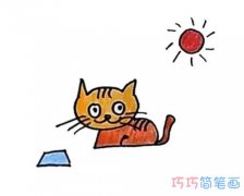 小猫晒太阳怎么画涂颜色_小猫咪的画法步骤简笔画图片